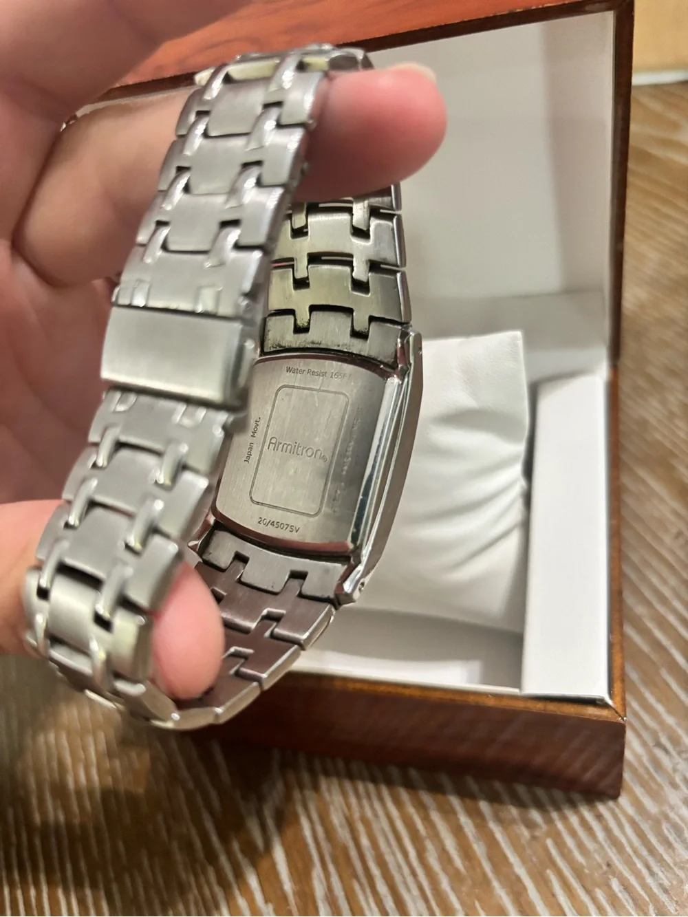 Armitron Stainless Watch with Blue Dial and Crystal Markers